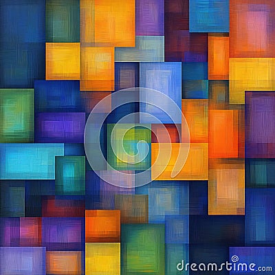 Abstract geometric colorful design. Bright vibrant colors. Pattern created by overlapping squares. Intricate visual pattern. Stock Photo
