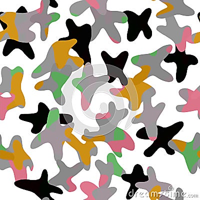 Abstract geometric colorful moving star shapes on white background Stock Photo
