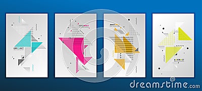 Abstract geometric composition forms modern background with decorative triangles and patterns backdrop vector illustration set Vector Illustration