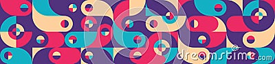 Abstract geometric concept poster design. Graphic horizontal pattern. Decorative mosaic banner. Postmodern bauhaus graphic collage Vector Illustration