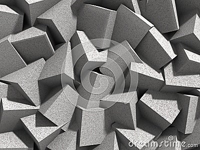 Abstract geometric concrete cubes blocks background Cartoon Illustration