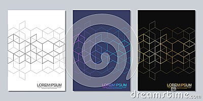 Abstract geometric covers and brochures with isometric vector blocks, and polygon shape patterns Vector Illustration