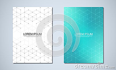 Abstract geometric covers and brochures with isometric vector blocks, and polygon shape patterns Vector Illustration