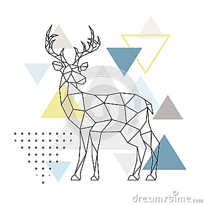 Abstract geometric deer. Side view. Vector Illustration