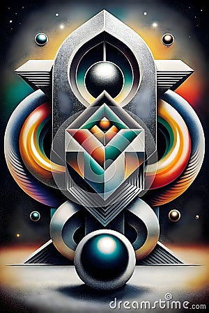 Abstract Geometric Design Colorful Shapes Art Space Sphere Patterns. Image, file for download Stock Photo