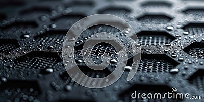 Abstract geometric design featuring hexagonal pattern on sleek black surface with detailed texture Stock Photo