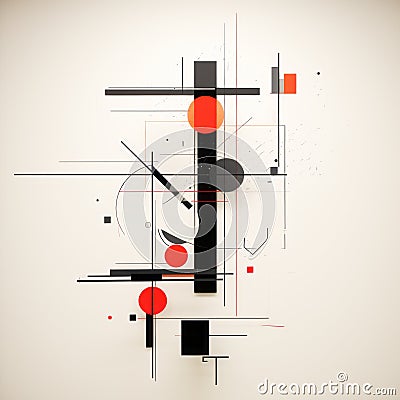 Abstract Geometric Design: Suprematism Vector With Minimalist Black Line Stock Photo