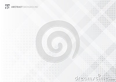 Abstract geometric diagonal white and gray with halftone overlay background Vector Illustration