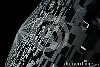 Abstract geometric digital dark Blocks background 3d rendering Stock Photo
