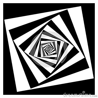 Abstract geometric element with inward rotating squares. Vector Illustration