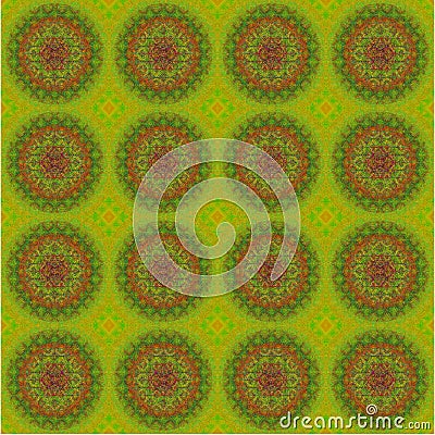 Red regular concentric circles pattern on light green Stock Photo
