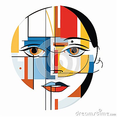 Abstract Geometrical Portrait: Indian Pop Culture Meets Traditional Composition Cartoon Illustration