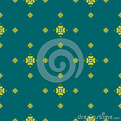 Abstract geometric floral vector seamless pattern in dark green and lime color Vector Illustration