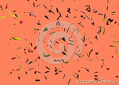 Abstract geometric golden sparkly on orange paper background. Trendy color of year. Festive holiday backdrop. Birthday Stock Photo