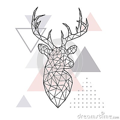 Abstract geometric head of a forest deer. Vector Illustration