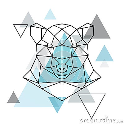 Abstract geometric head of a polar bear. Vector Illustration