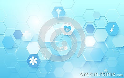 Abstract geometric hexagons shape medicine and science concept background. Vector Illustration