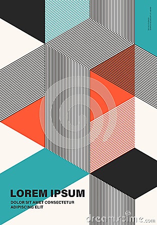 Abstract geometric isometric shape layout design template background modern art style Cartoon Illustration