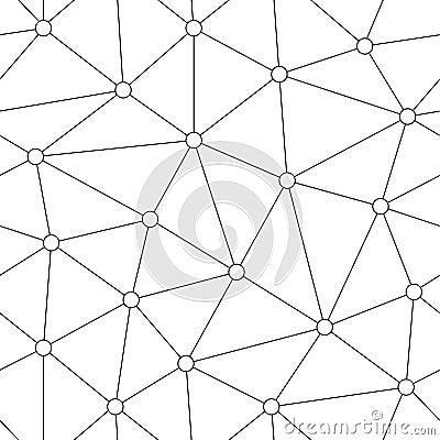 Abstract geometric lattice background. Seamless pattern of randomly scattered and connected particles. Circles of molecule are uni Stock Photo