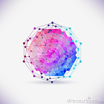 Abstract geometric lattice, the scope of molecules, Vector Illustration