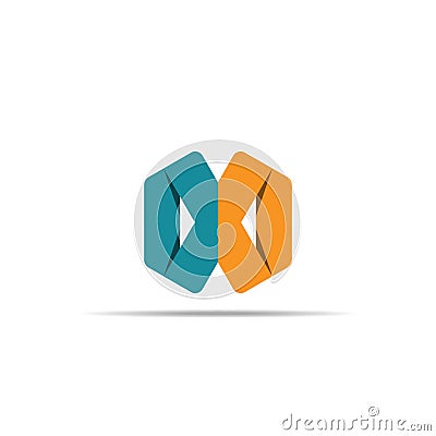 Abstract geometric letter X logo template with hexagonal element object. infinite cube box shape icon symbol design for mail, corp Vector Illustration