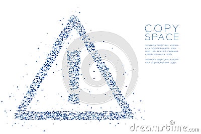 Abstract Geometric Low polygon square box pixel and Triangle pattern Attention sign triangle shape, safety first concept design bl Vector Illustration