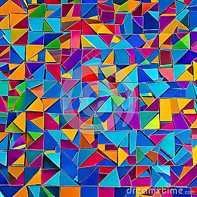 1124 Abstract Geometric Mosaic: A vibrant and dynamic background featuring an abstract geometric mosaic in bold and captivating Stock Photo