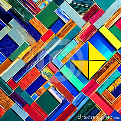 1124 Abstract Geometric Mosaic: A vibrant and dynamic background featuring an abstract geometric mosaic in bold and captivating Stock Photo