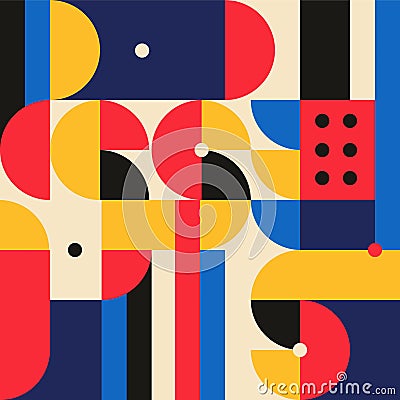 Abstract geometric mural colorful seamless pattern in Bauhaus style. pattern design Vector Illustration