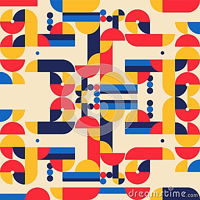 Abstract geometric mural colorful seamless pattern in Bauhaus style. pattern design Vector Illustration