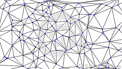 Abstract Geometric Network Background with Interconnected Black Dots and Lines, Minimalistic Polygonal Mesh Structure for Stock Photo