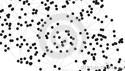 Abstract Geometric Network Background with Interconnected Black Dots and Lines, Minimalistic Polygonal Mesh Structure for Stock Photo