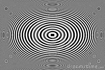Abstract geometric op art design. Oval lines pattern. 3D illusion Vector Illustration