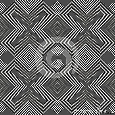 Abstract Geometric Ornament. Endless Monochrome Wallpaper Vector Illustration