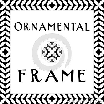 Abstract geometric ornamental frame. Minimal bauhaus pattern design. Celtic motifs. Scandinavian square border for card flyer Vector Illustration