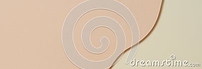 Abstract geometric paper texture banner background. Beige color waves and curved lines papercut composition Stock Photo