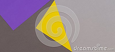 Abstract geometric paper texture cardboard background. Top view of purple violet yellow gray trendy colors tones Stock Photo