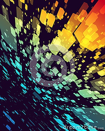 Abstract geometric particles digital flow dynamic rainbow motion wave background template vector Vector Illustration