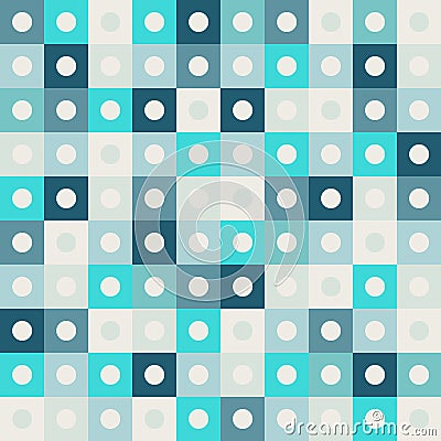 Abstract Geometric Pattern Background With Blue Squares And Light Circles Vector Illustration