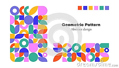 Abstract geometric pattern background. Simple circle square shapes, modern banner bauhaus swiss style. Vector design Vector Illustration