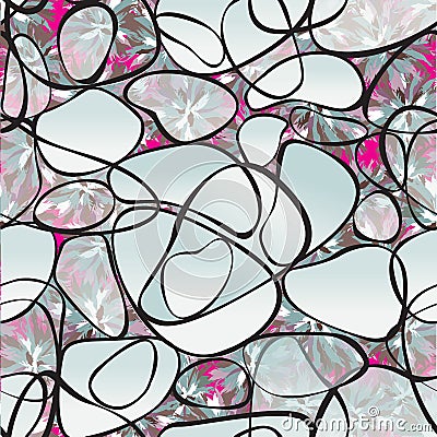 Abstract geometric pattern Colored floral ornamenta seamless background Stock Photo