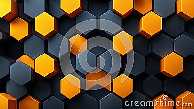 Abstract geometric pattern of dark gray and orange hexagons. Possible use for background design Stock Photo