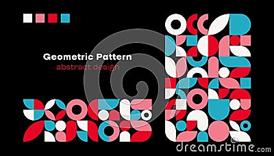 Abstract geometric pattern. Simple circle square shapes, modern minimal banner bauhaus swiss style. Vector background Vector Illustration