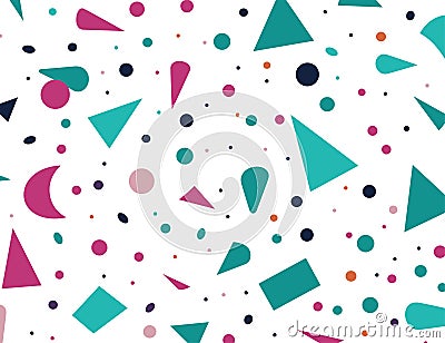 abstract geometric pattern of small and and green shapes on a white background, simplistic characters, memphis design Vector Illustration