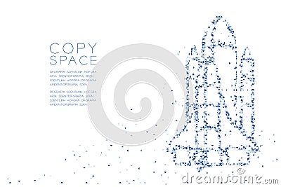Abstract Geometric Polygon square box and Triangle pattern Rocket spaceship shape, space exploration concept design blue color ill Vector Illustration