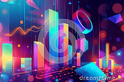 Abstract geometric progress chart - colorful shapes for business growth and data visualization Stock Photo