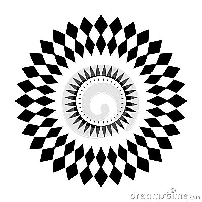 Abstract Geometric Radial Circle Pattern. Round Design Element Vector Illustration