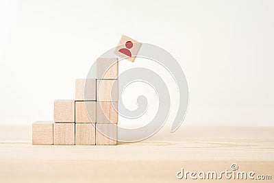 Abstract geometric real wooden cube pyramid on white floor background and it`s not 3D render. It`s the symbol of make a mistake, Stock Photo