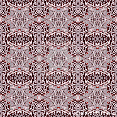 Seamless regular stars pattern with triangles dark brown red white on gray Stock Photo