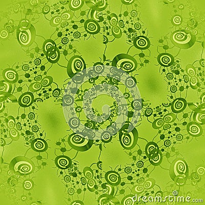 Regular intricate spirals pattern lime green and dark green centered Stock Photo